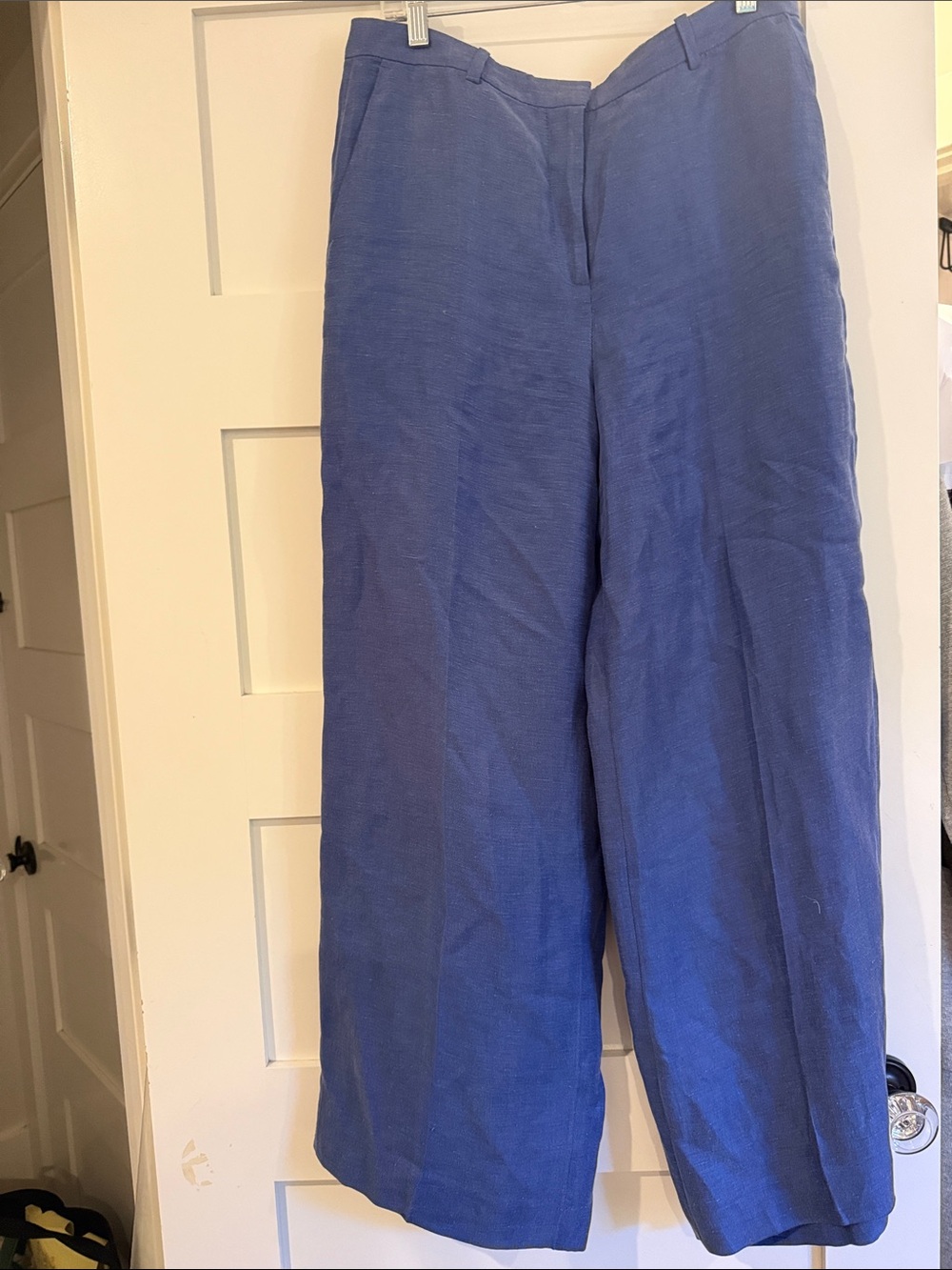 J. Crew Wide-Leg Linen-Blend Pants in Blue